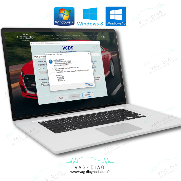 Interface de diagnostic HEX CAN compatible avec VCDS (VAG COM) 18.9  français/anglais 2018